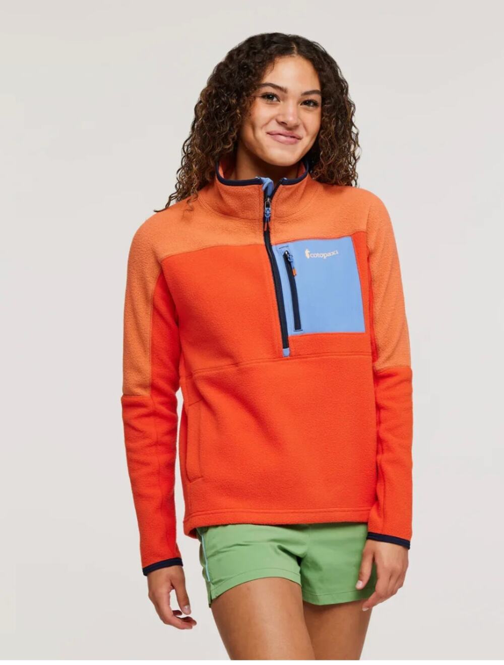 COTOPAXI Abrazo Half-Zip Fleece Jacket in Orange Colorblock // XS